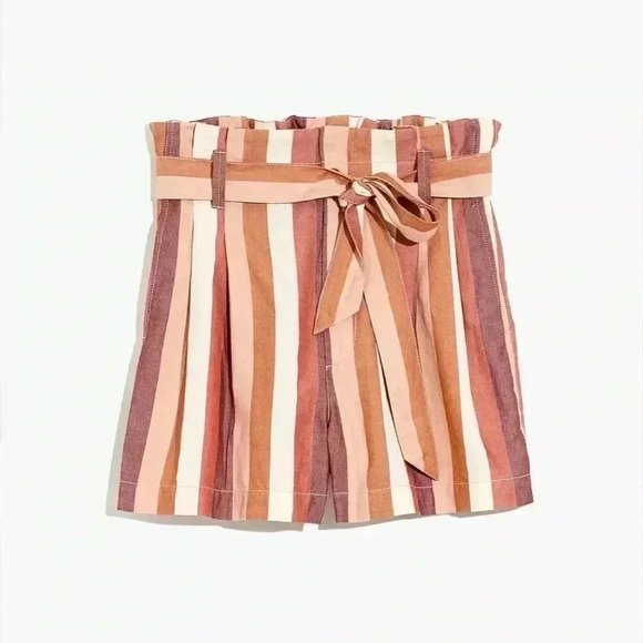 Madewell Paperbag Shorts in Rainbow Stripe Sz 2 - Picture 5 of 10